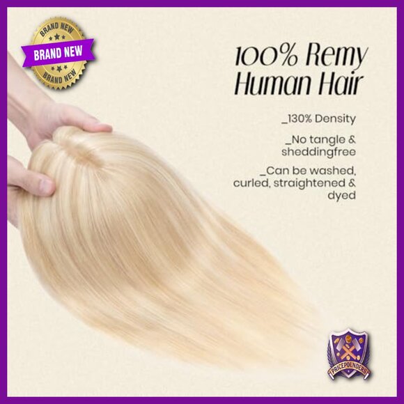 Human Hair Topper Silk Base 10x12cm 130% Density Clip-In Remy Hairpiece main image 6